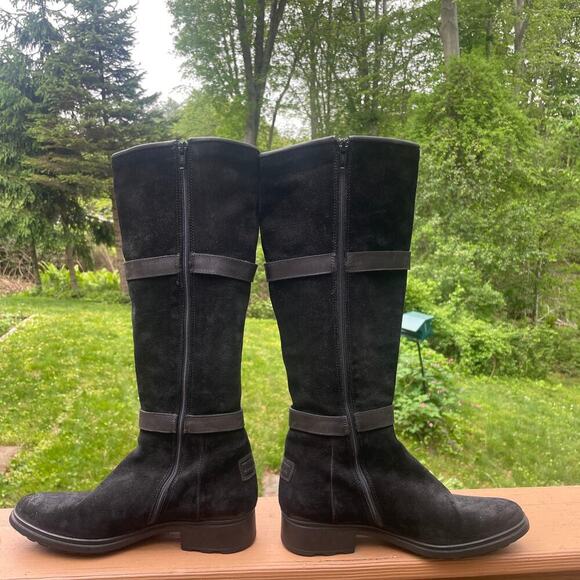 Hunter Willingen Tall Black Suede/Leather Boots w Size Zip - Size 7 1/2 - Picture 11 of 15